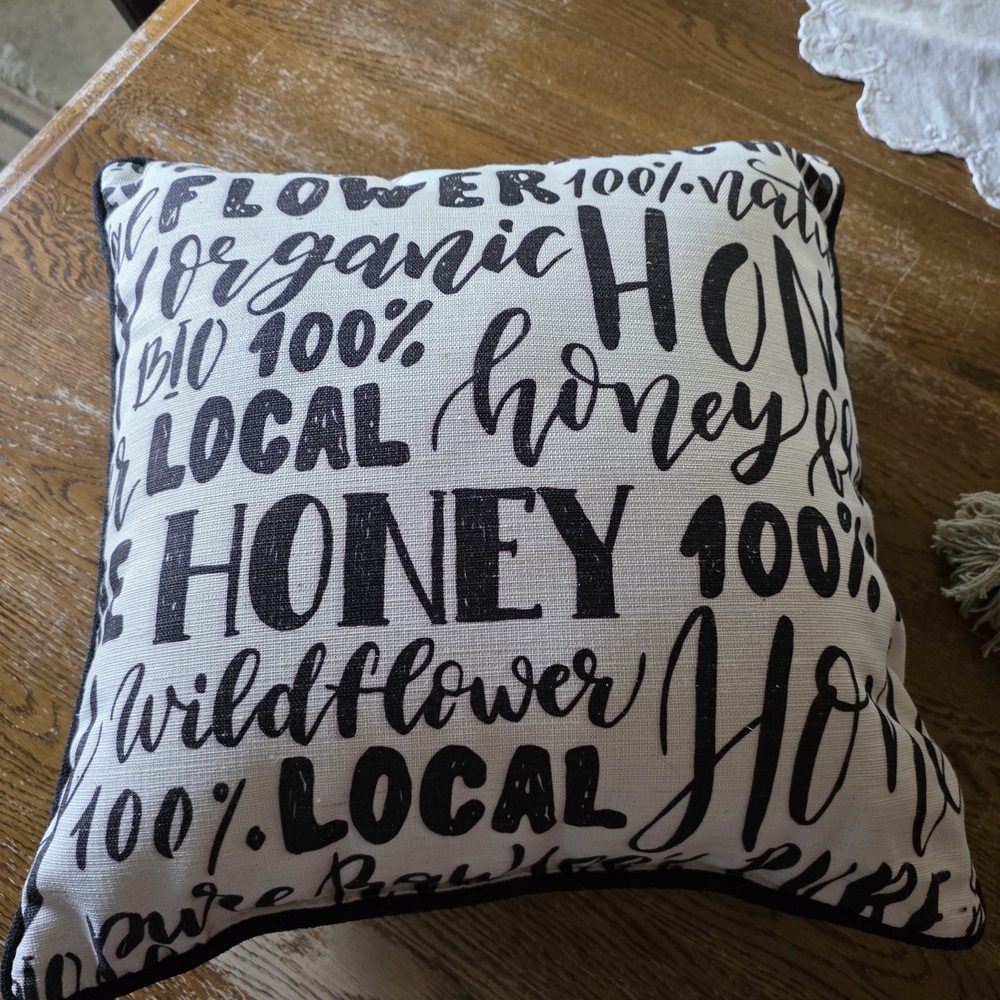 Decorative Black and White Typography Pillow